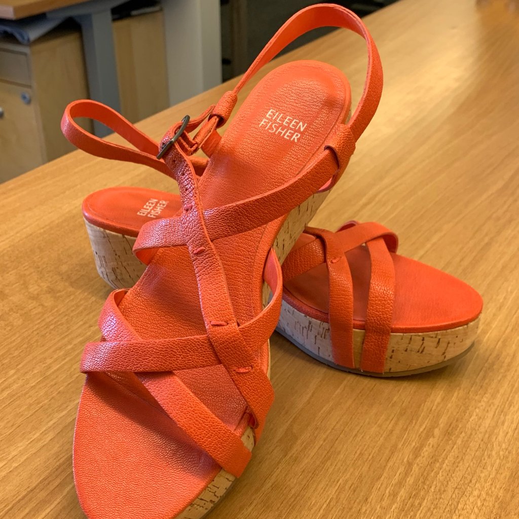 Like New Eileen Fisher Leather Wedge Sandals